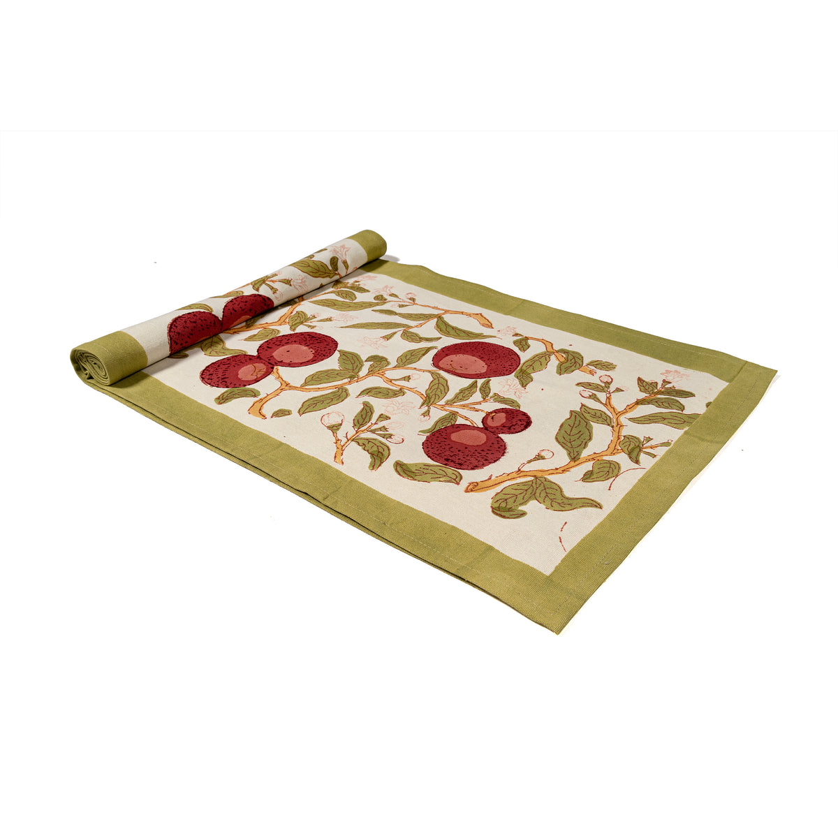 Orange Tree Table Runner - Red & Green