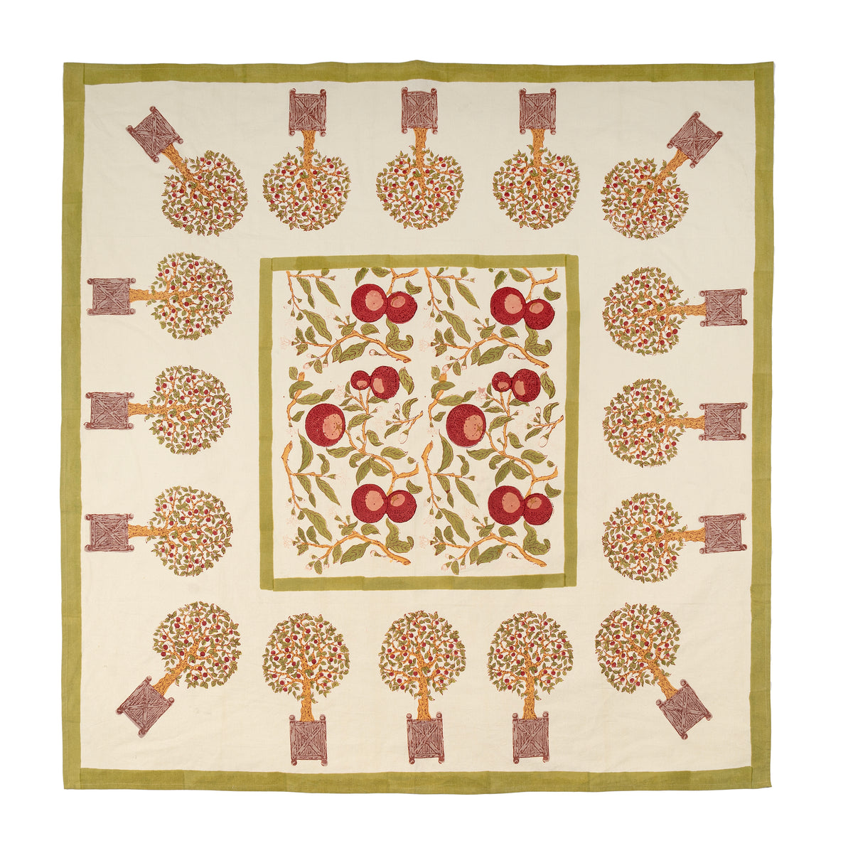 French Tablecloth Orange Tree Red & Green
