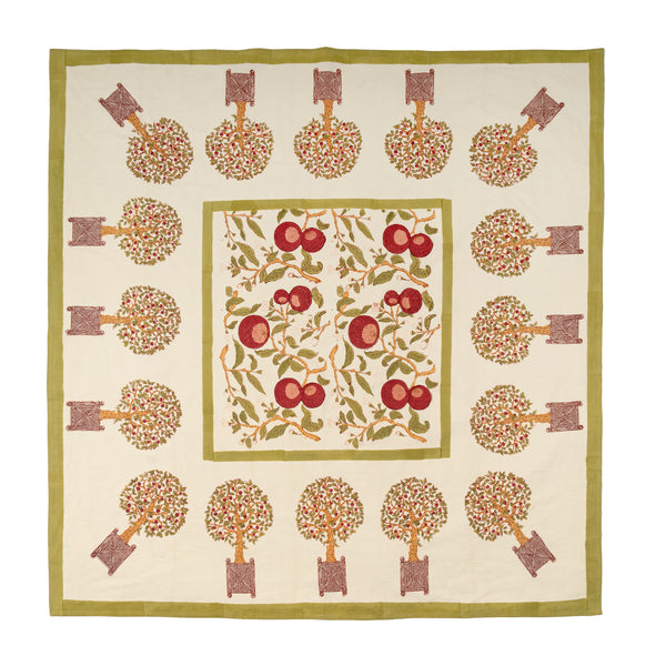 French Tablecloth Orange Tree Red & Green