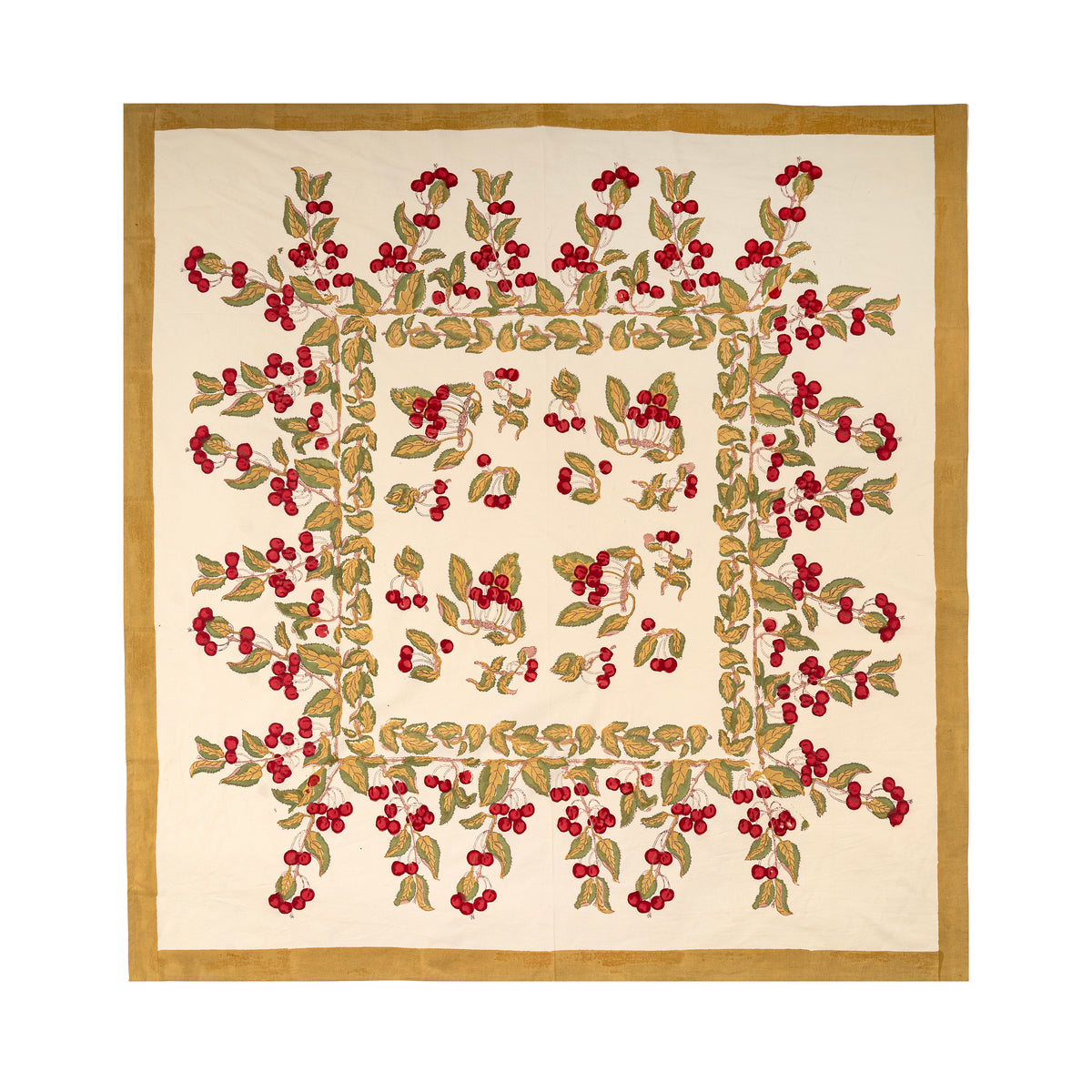 French Tablecloth Cherry Blossom Red & Green