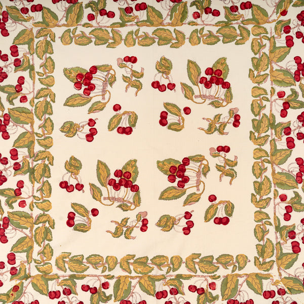 French Tablecloth Cherry Blossom Red & Green
