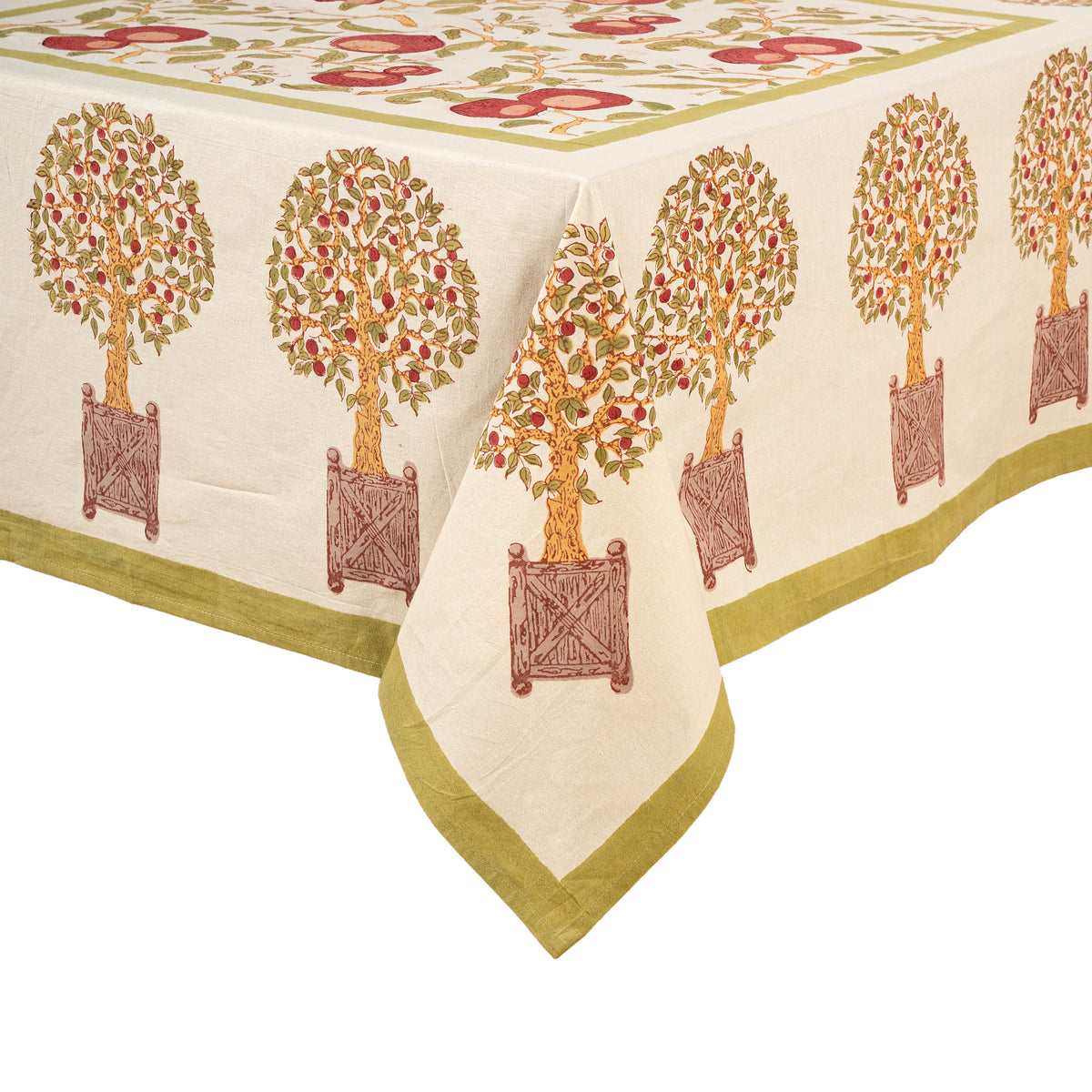 French Tablecloth Orange Tree Red & Green