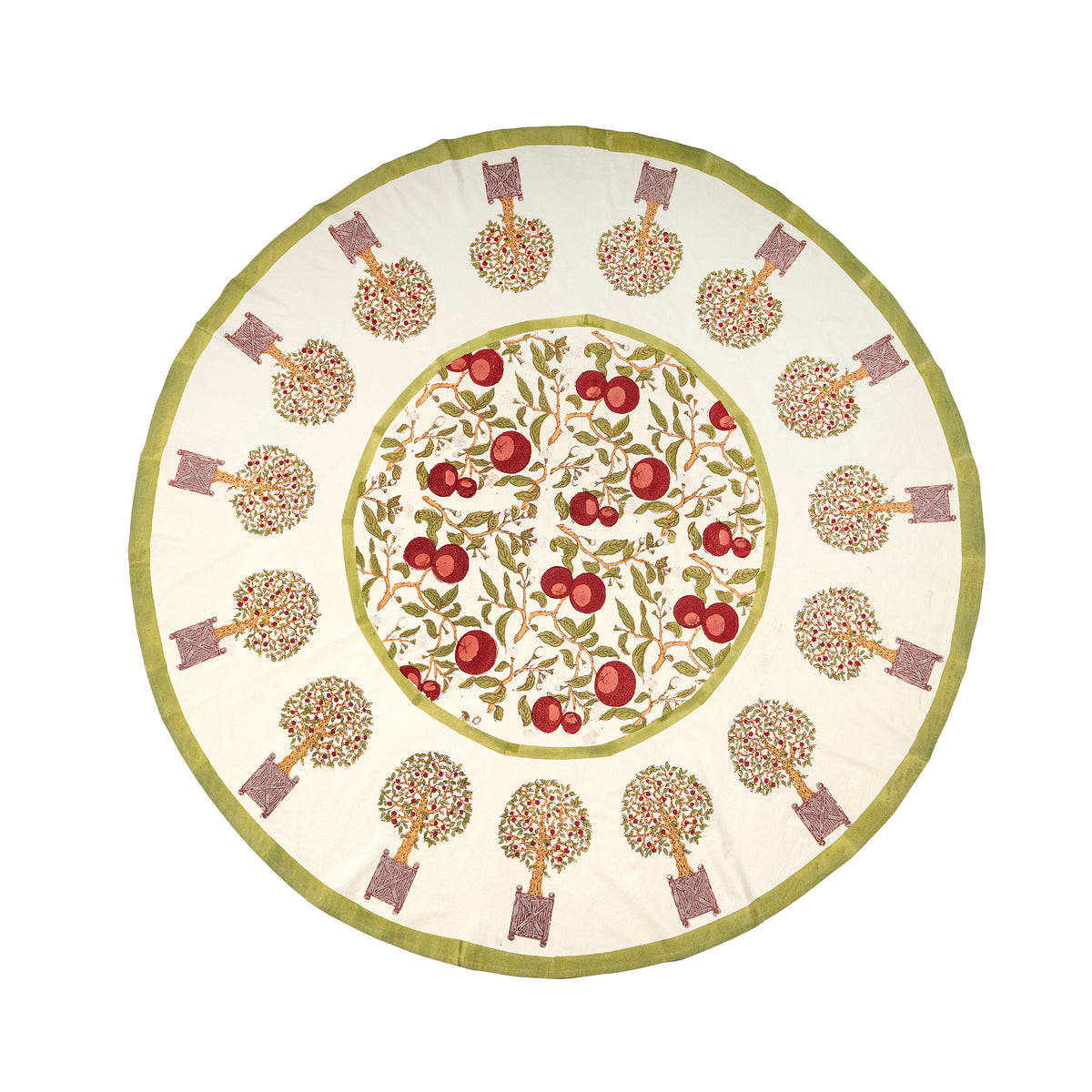 French Tablecloth Orange Tree Red & Green