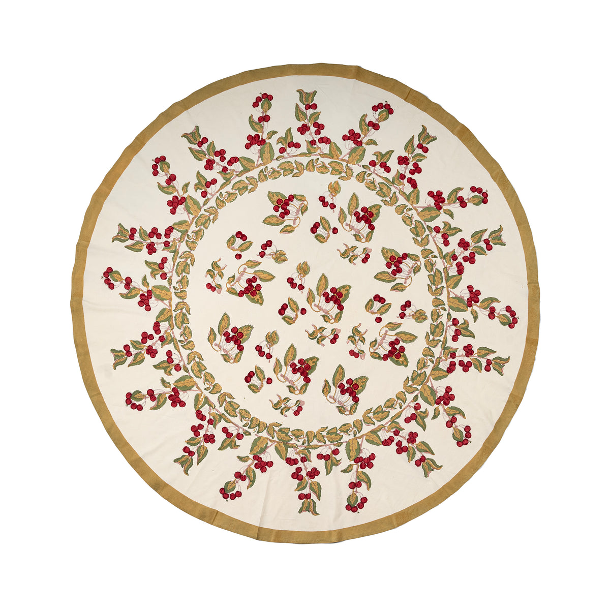 French Tablecloth Cherry Blossom Red & Green