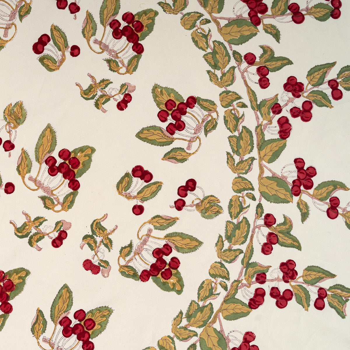 French Tablecloth Cherry Blossom Red & Green