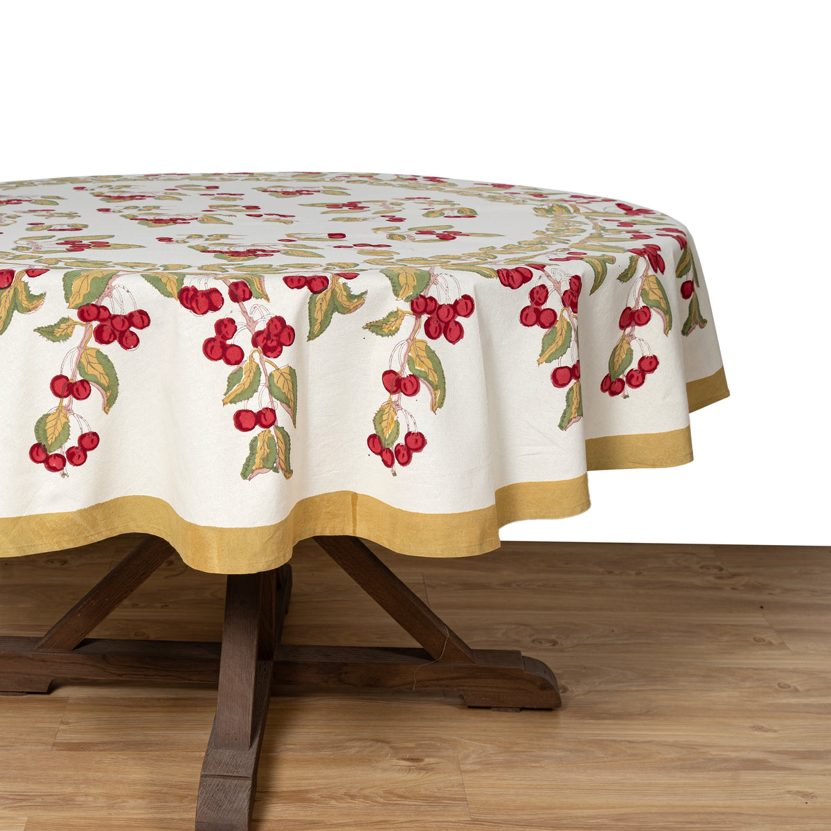 French Tablecloth Cherry Blossom Red & Green