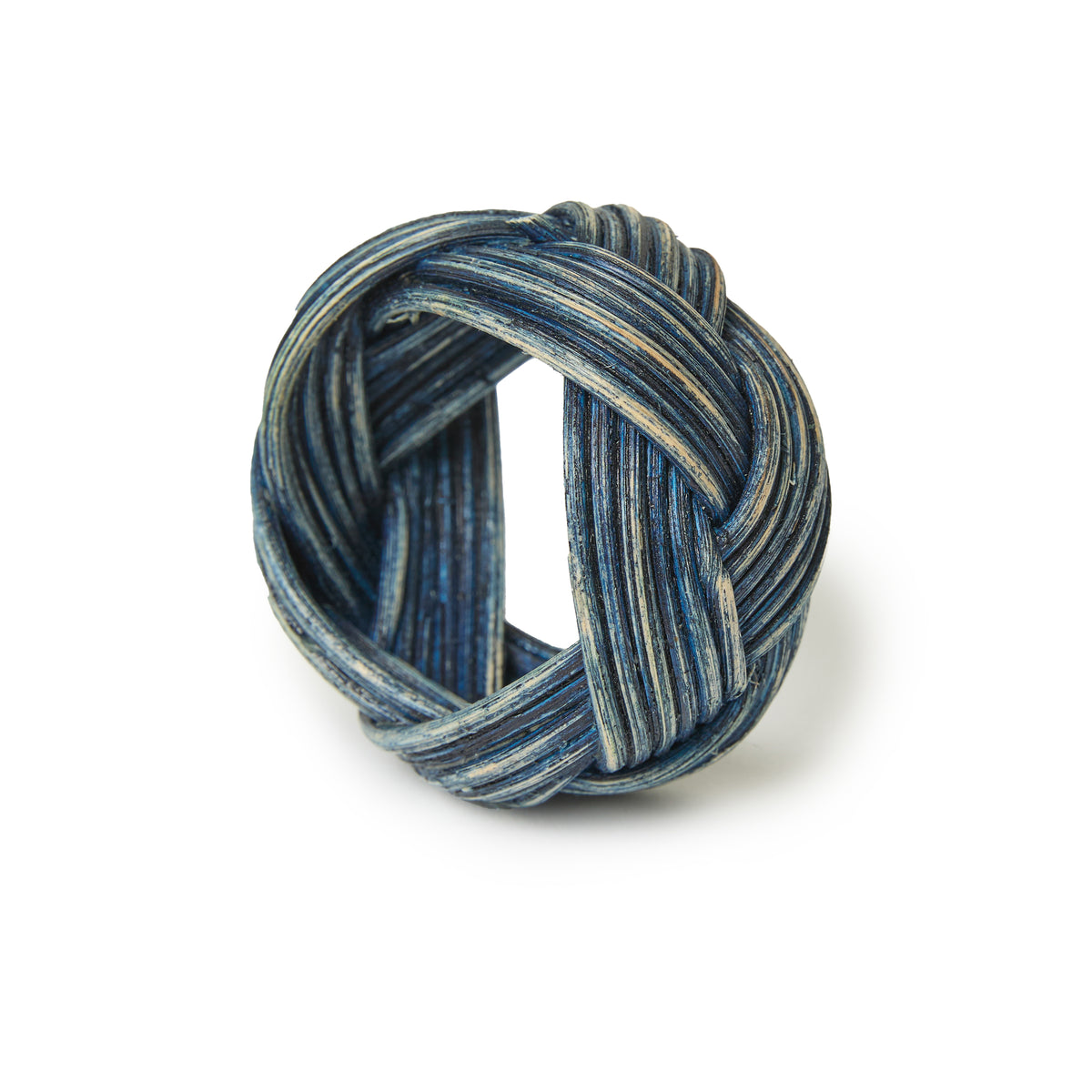 Braided Weave Napkin Rings Blue, Set of 4
