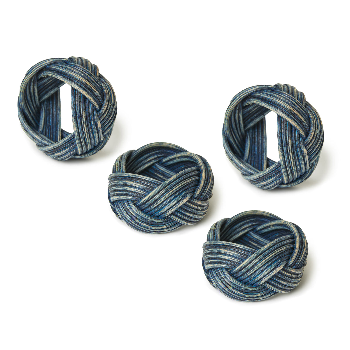 Braided Weave Napkin Rings Blue, Set of 4