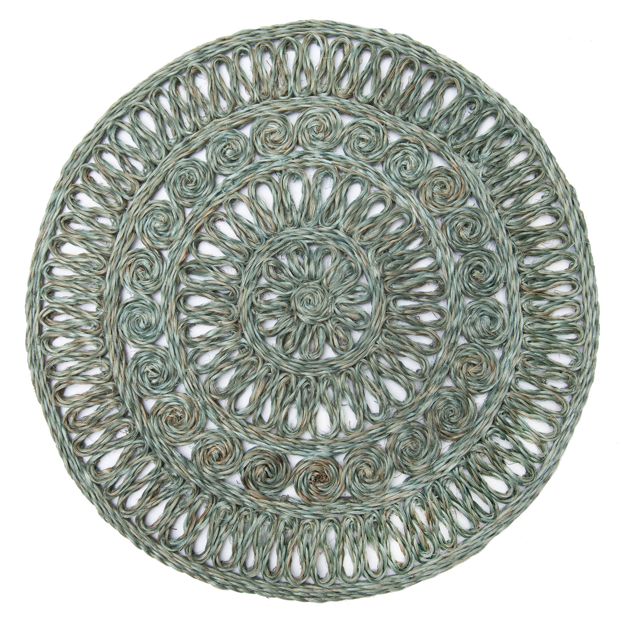 Circolo Abaca Aqua 15" Round Placemats - Set of 4