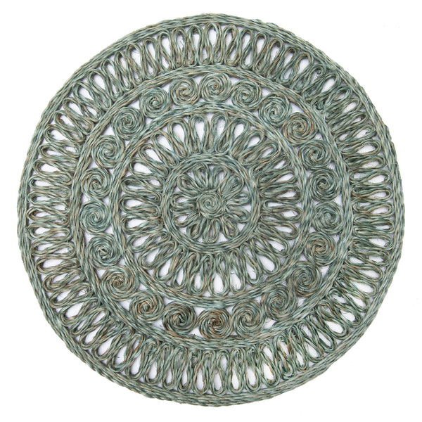 Circolo Abaca Aqua 15" Round Placemats - Set of 4