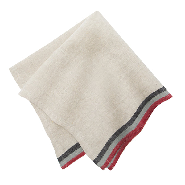 Normandy Natural Napkins - Red/Grey/Black Stripes, Set of 4