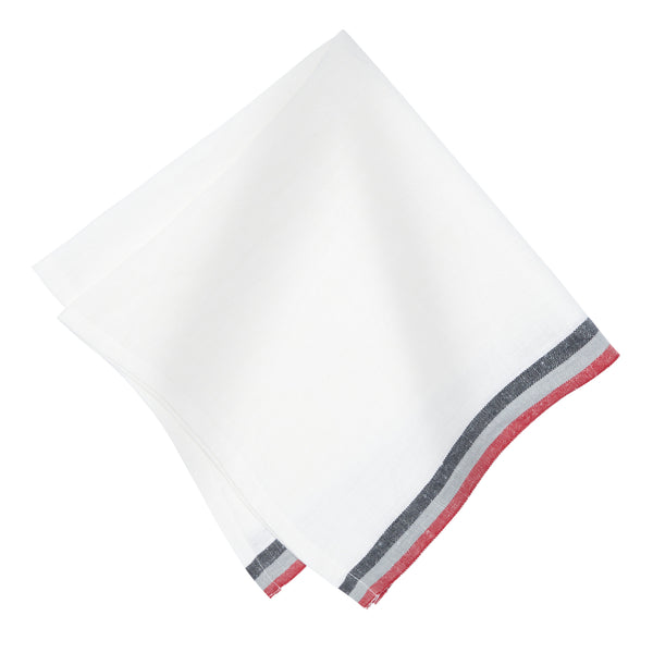 Normandy White Napkins - Red/Grey/Black Stripes Napkins, Set of 4