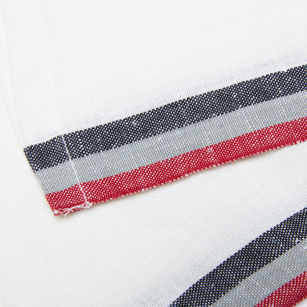 Normandy White Napkins - Red/Grey/Black Stripes Napkins, Set of 4