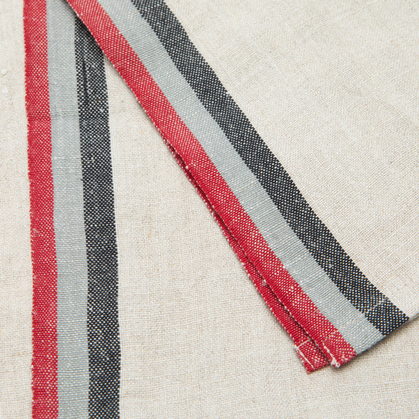 Normandy Natural Tea towels- Red/Grey/Black Stripes Teatowels - Set of 2
