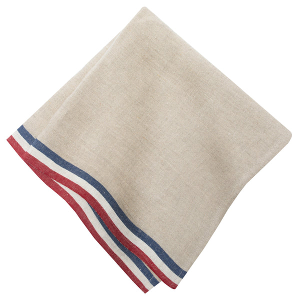 Normandy Natural Napkins - Red/Natural/Blue Stripes, Set of 4