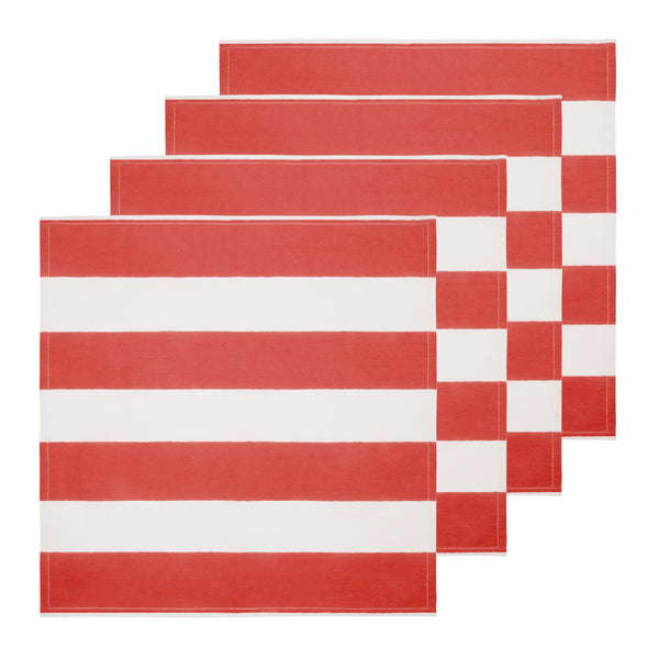 St. Tropez Napkins Red Stripes, Set of 6