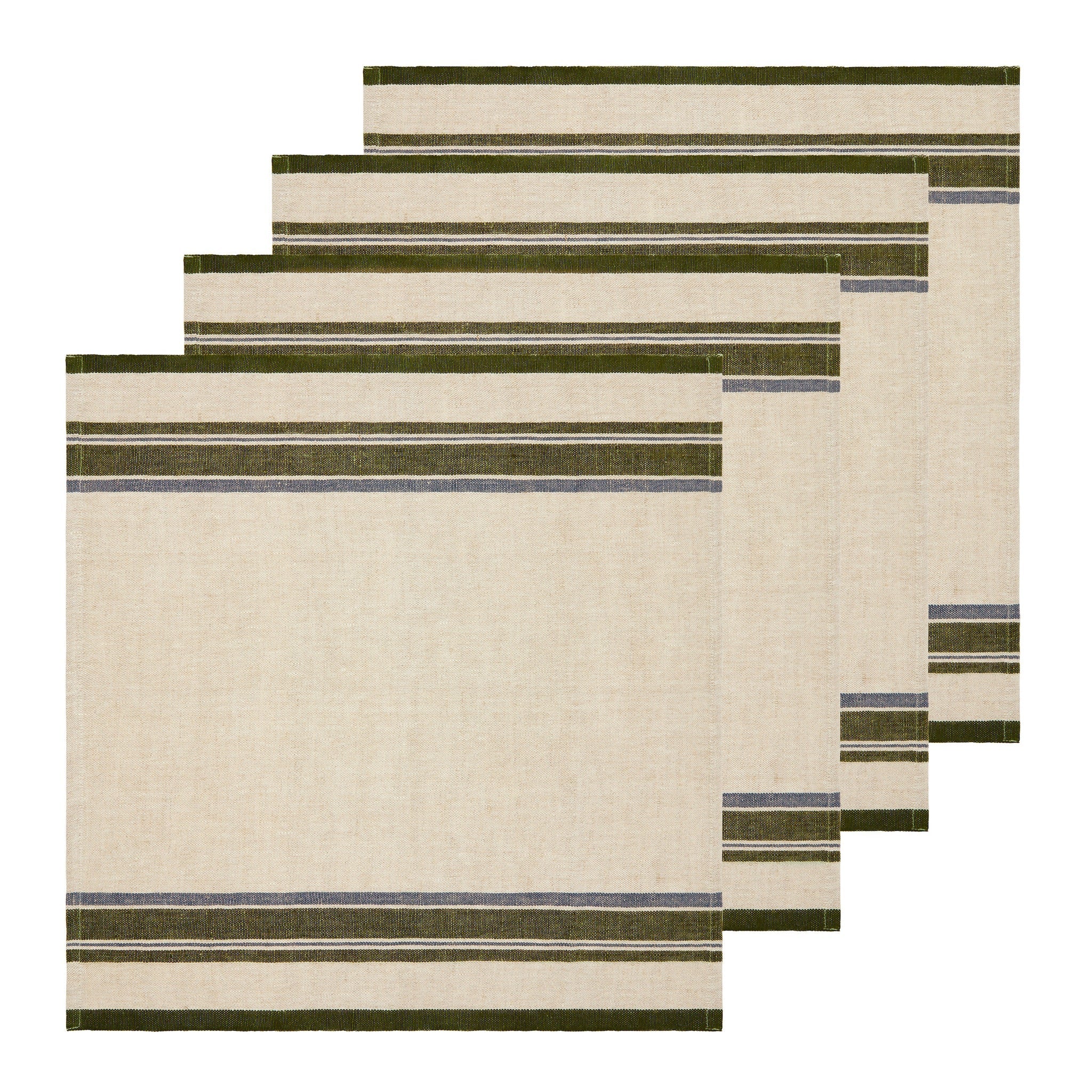Antibes Napkins Natural & Green, Set of 4