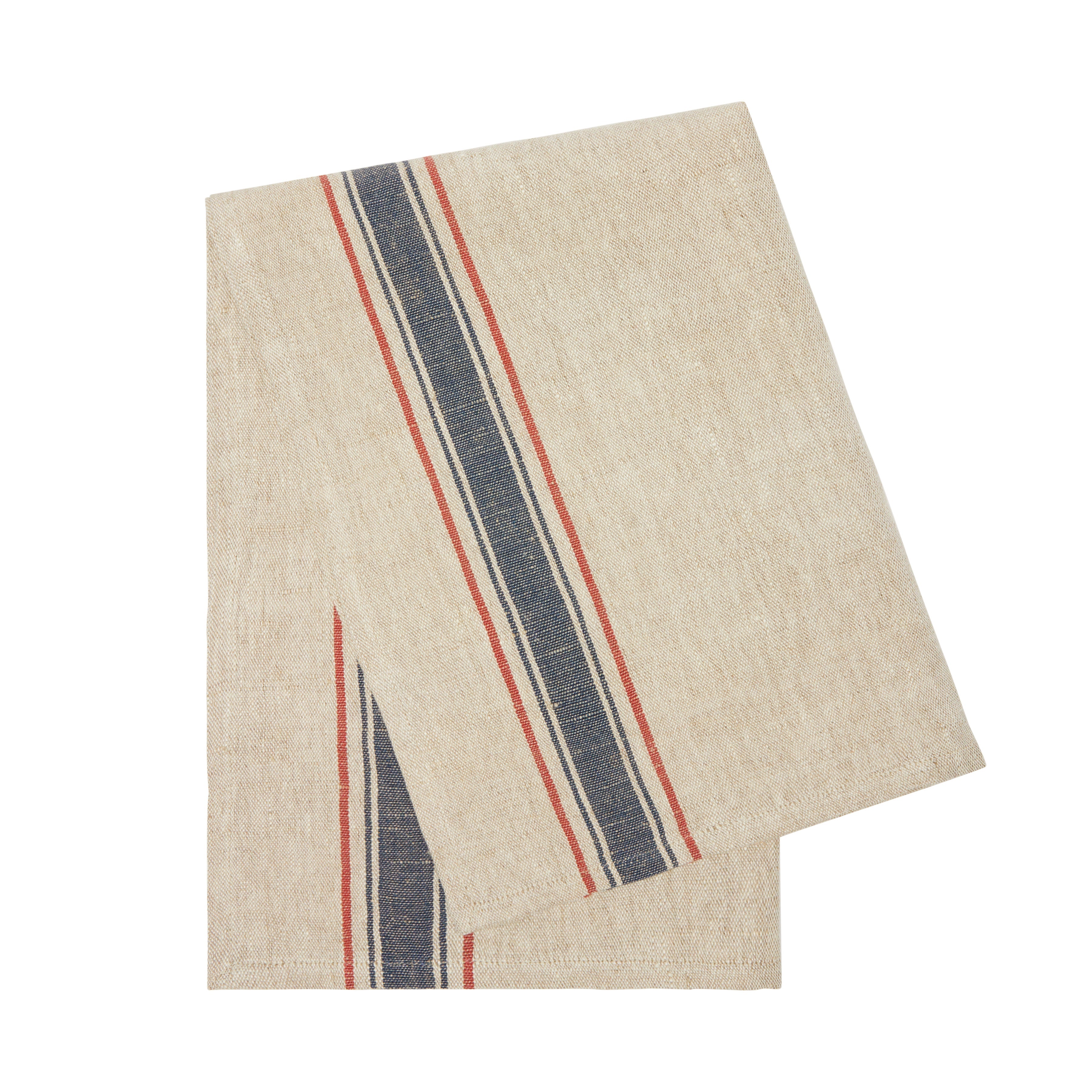 Menton Natural & Denim Towel, Set of 2