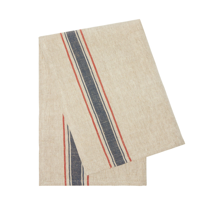 Menton Natural & Denim Towel, Set of 2