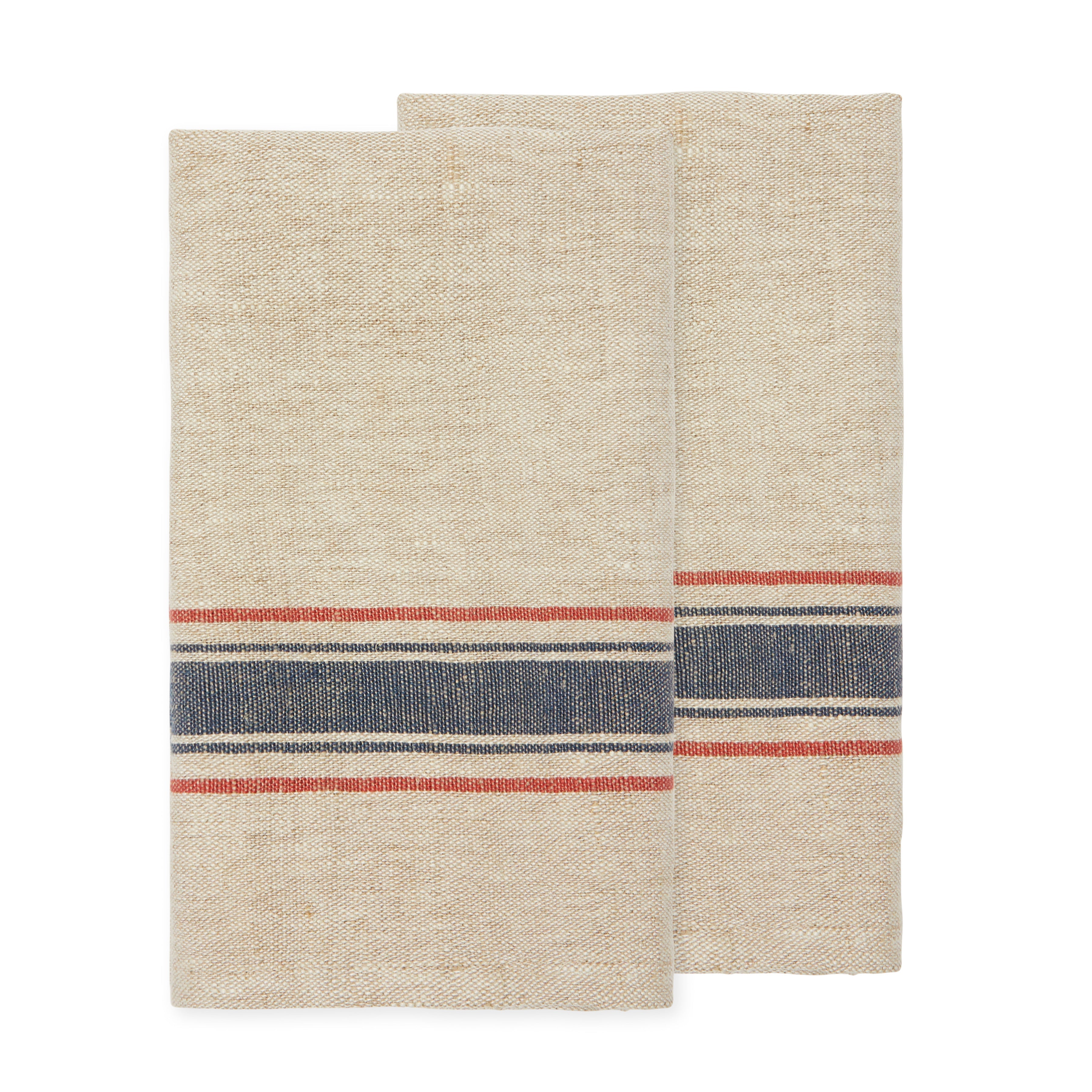Menton Natural & Denim Towel, Set of 2