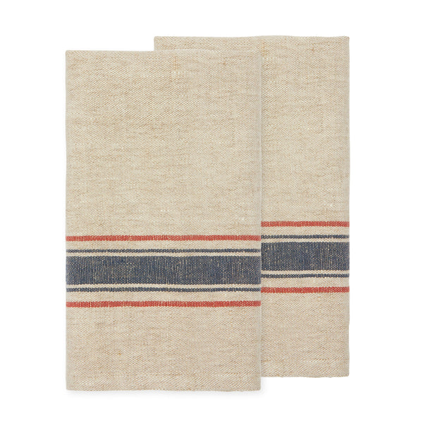 Menton Natural & Denim Towel, Set of 2