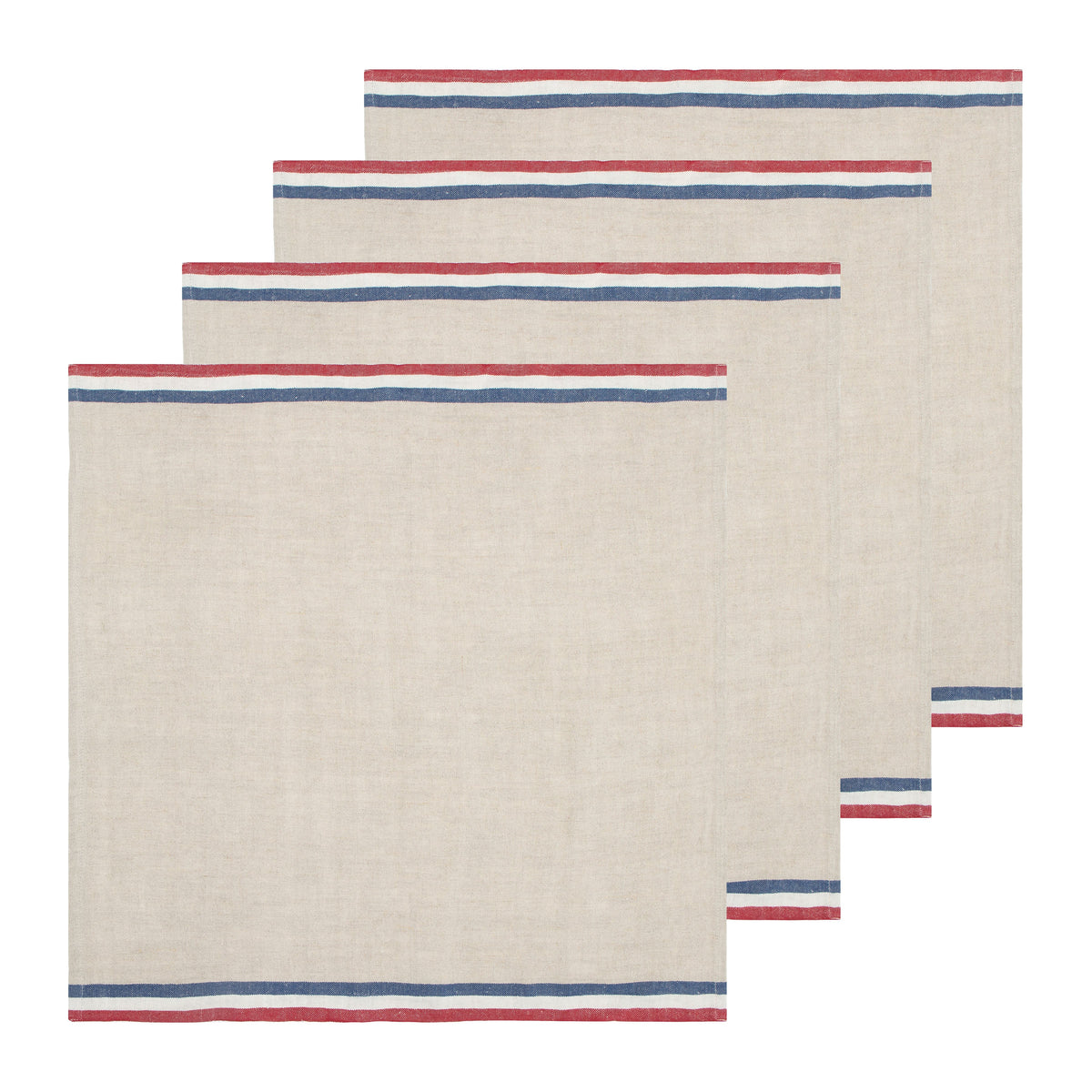 Normandy Natural Napkins - Red/Natural/Blue Stripes, Set of 4