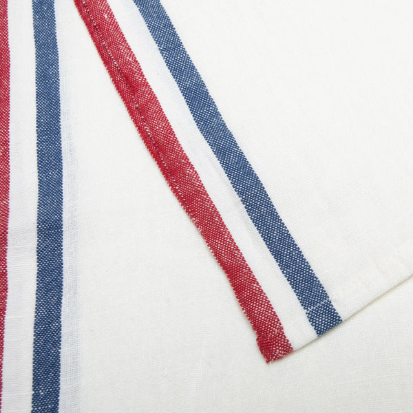 Normandy White Tea towels- Red/White/Blue Stripes, Set of 2
