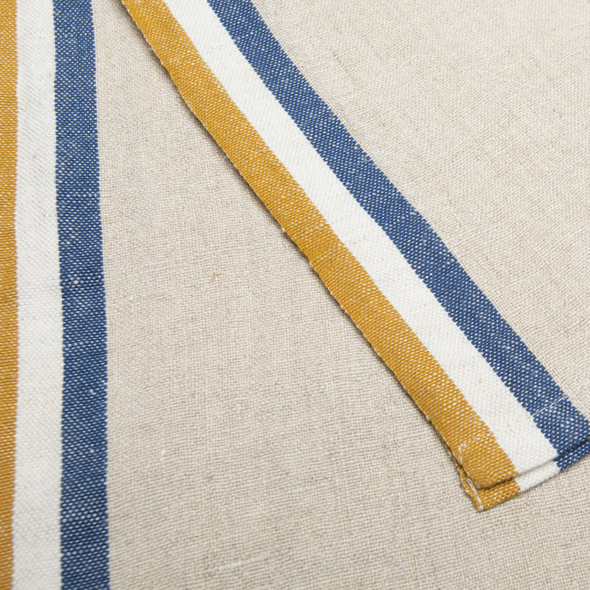 Normandy Natural Tea towels- Mustard/Natural/Blue Stripes, Set of 2