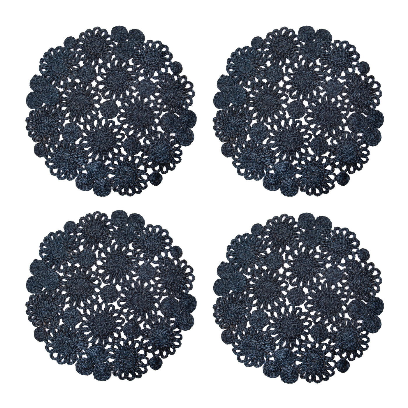 Daisy Jute Navy Placemat 15" Round - Set of 4