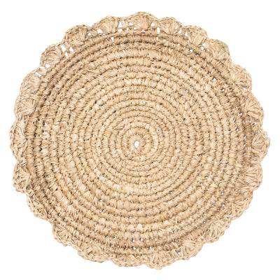 Blossom Natural Round Placemat Flower 15" - Set of 4