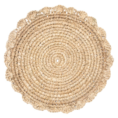 Blossom Natural Round Placemat Flower 15" - Set of 4