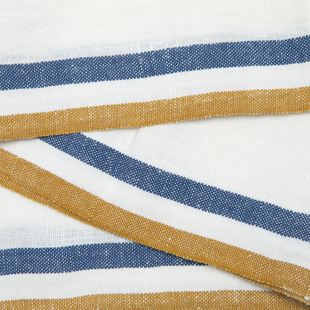 Normandy White Napkins - Mustard/White/Blue Stripes, Set of 4