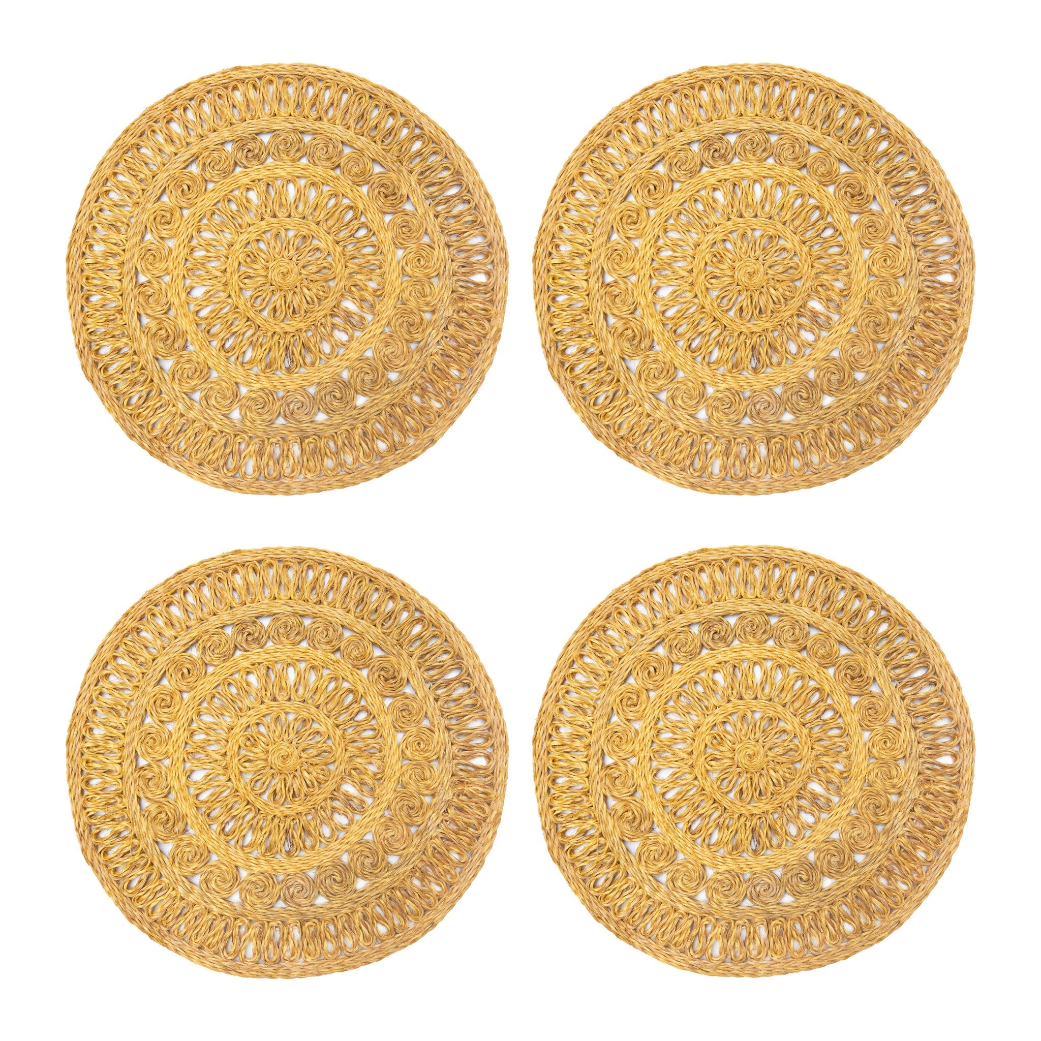 Circolo Abaca Mustard 15" Round Placemats- Set of 4