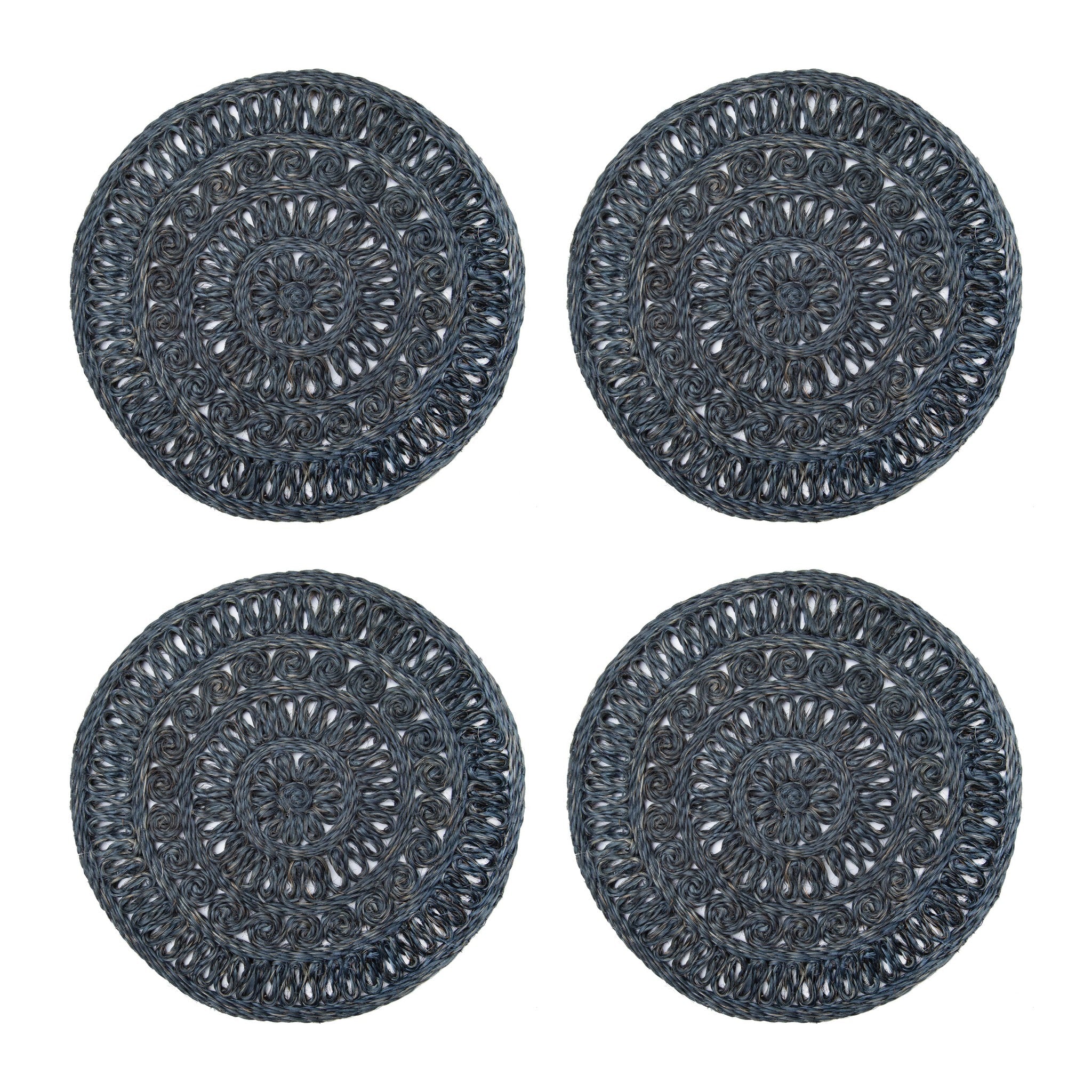 Circolo Abaca Navy 15" Round Placemats - Set of 4