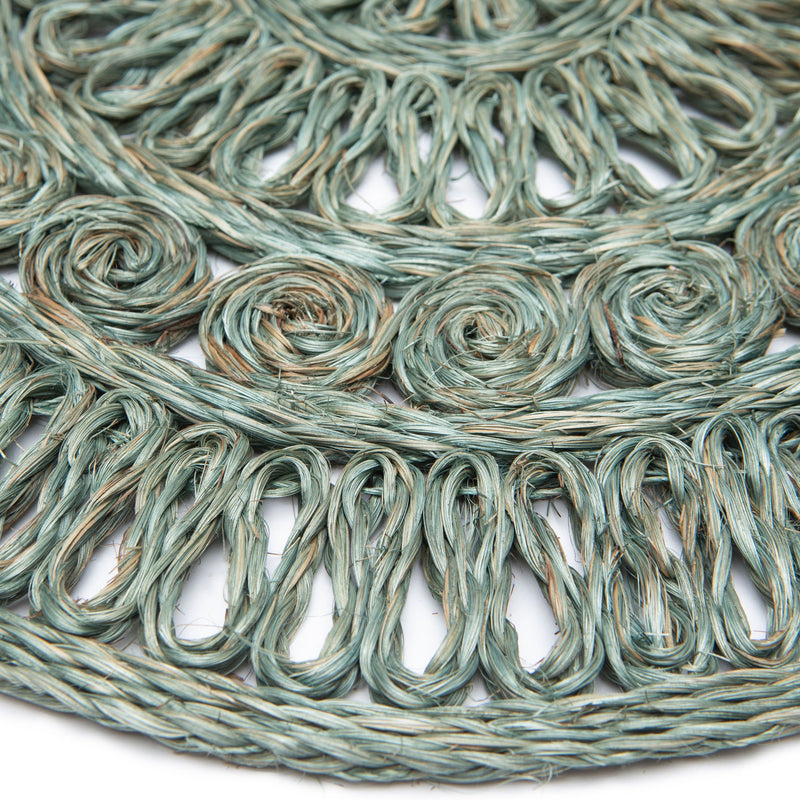 Circolo Abaca Aqua 15" Round Placemats - Set of 4
