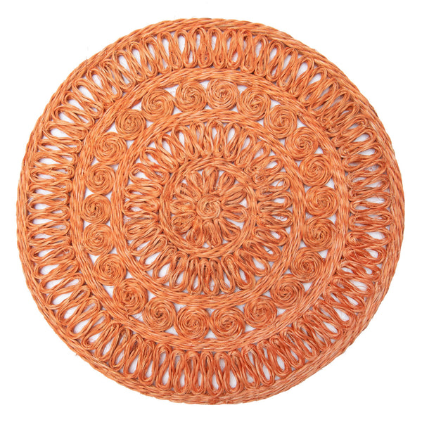 Circolo Abaca Orange 15" Round Placemats - Set of 4