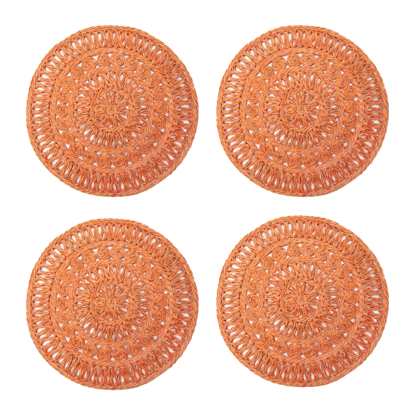 Circolo Abaca Orange 15" Round Placemats - Set of 4