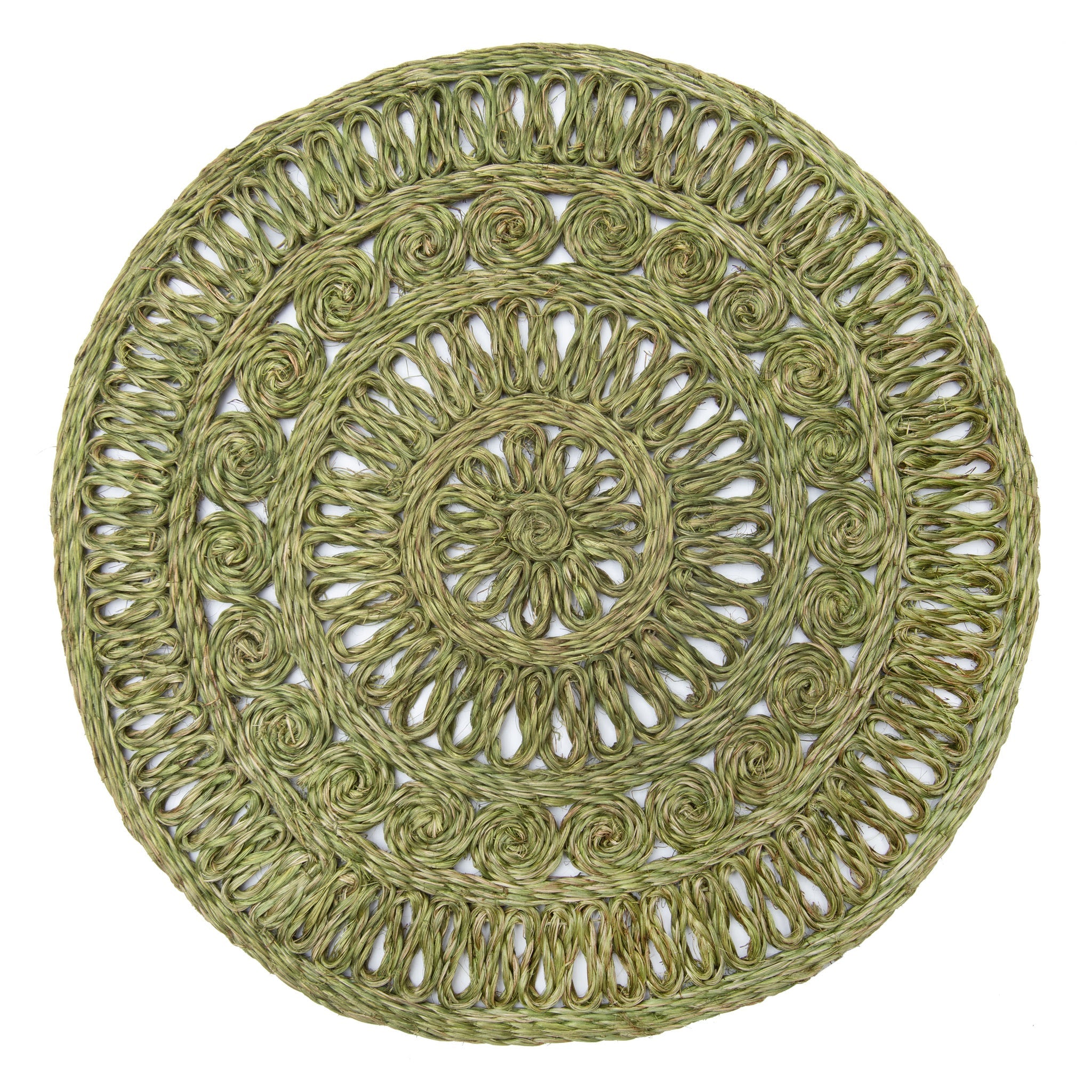 Circolo Abaca Olive Green 15" Round Placemats - Set of 4