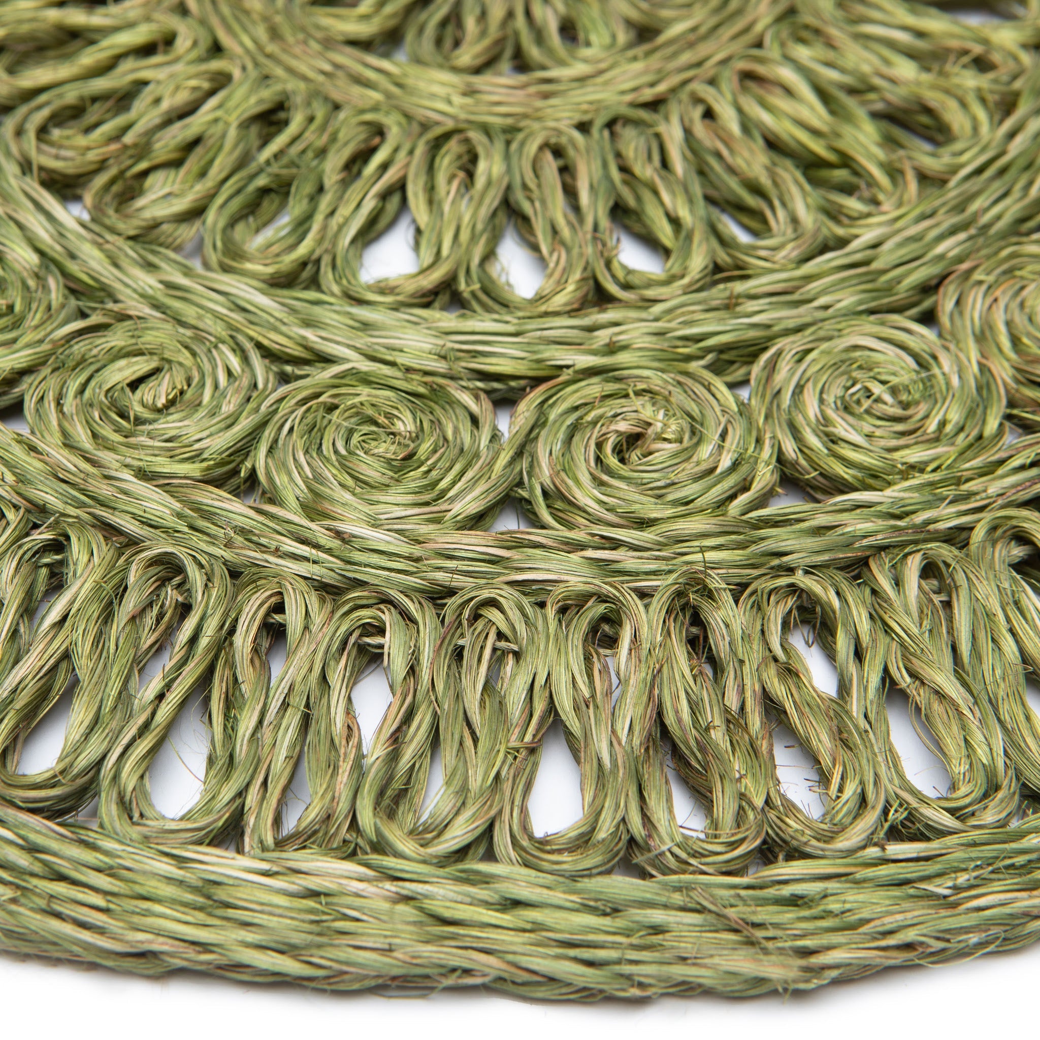 Circolo Abaca Olive Green 15" Round Placemats - Set of 4