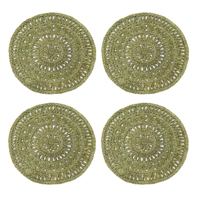 Circolo Abaca Olive Green 15" Round Placemats - Set of 4
