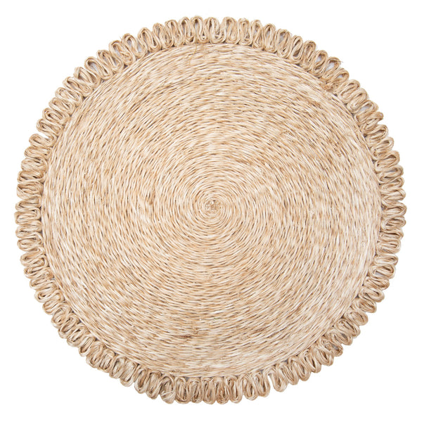 Loopy Abaca Natural 15" Round Placemats - Set of 4