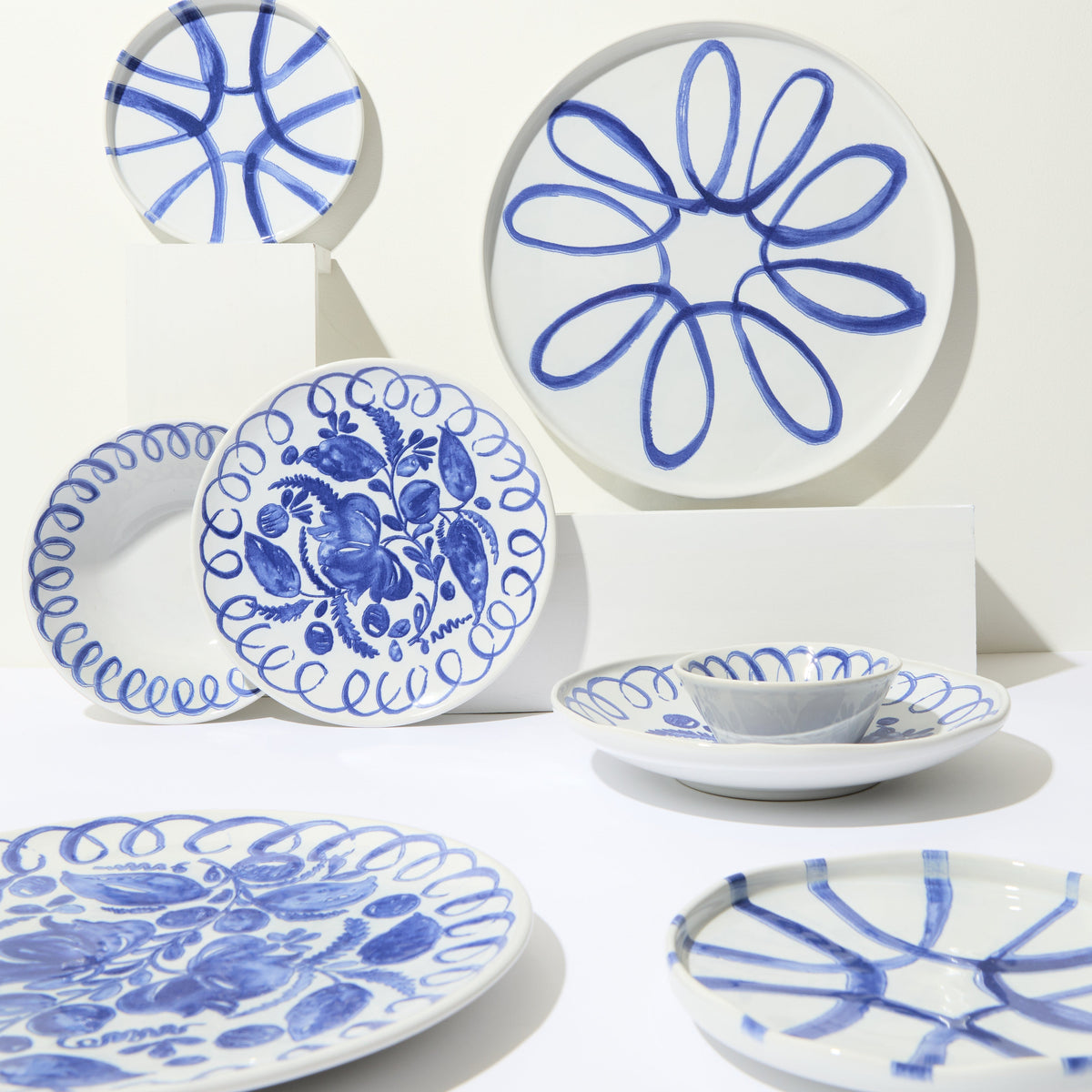 Amalfi Ceramic Cereal Bowl White & Blue
