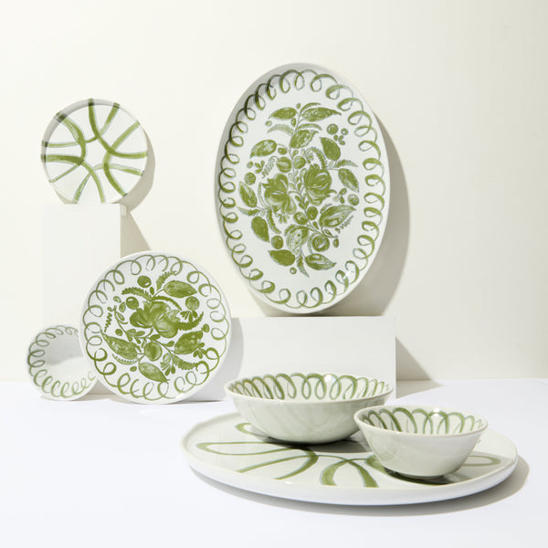 Amalfi Ceramic Berry Bowl White & Green