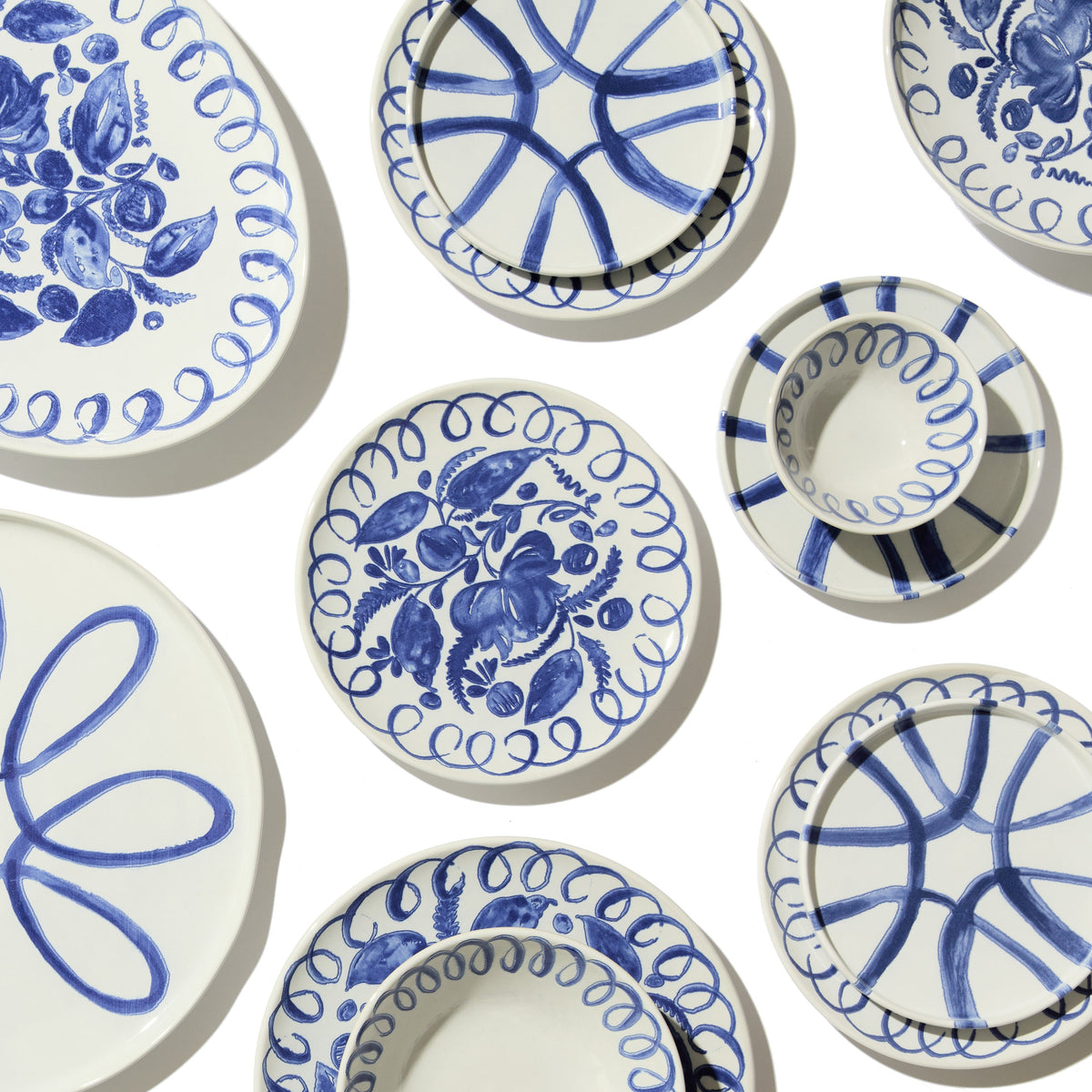 Amalfi Ceramic Berry Bowl White & Blue