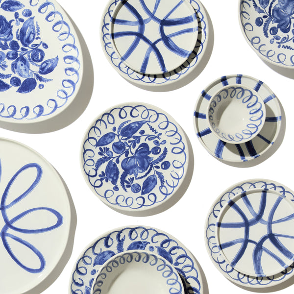 Amalfi Ceramic Oval Tray White & Blue