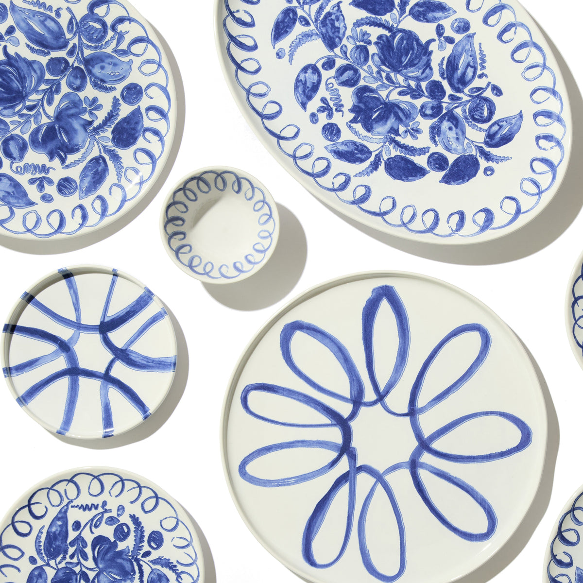 Amalfi Ceramic Cereal Bowl White & Blue