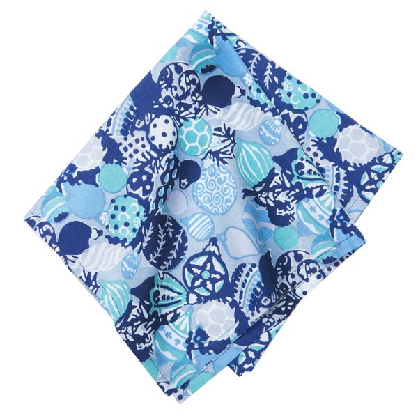 French Tablecloth Ornaments Blue