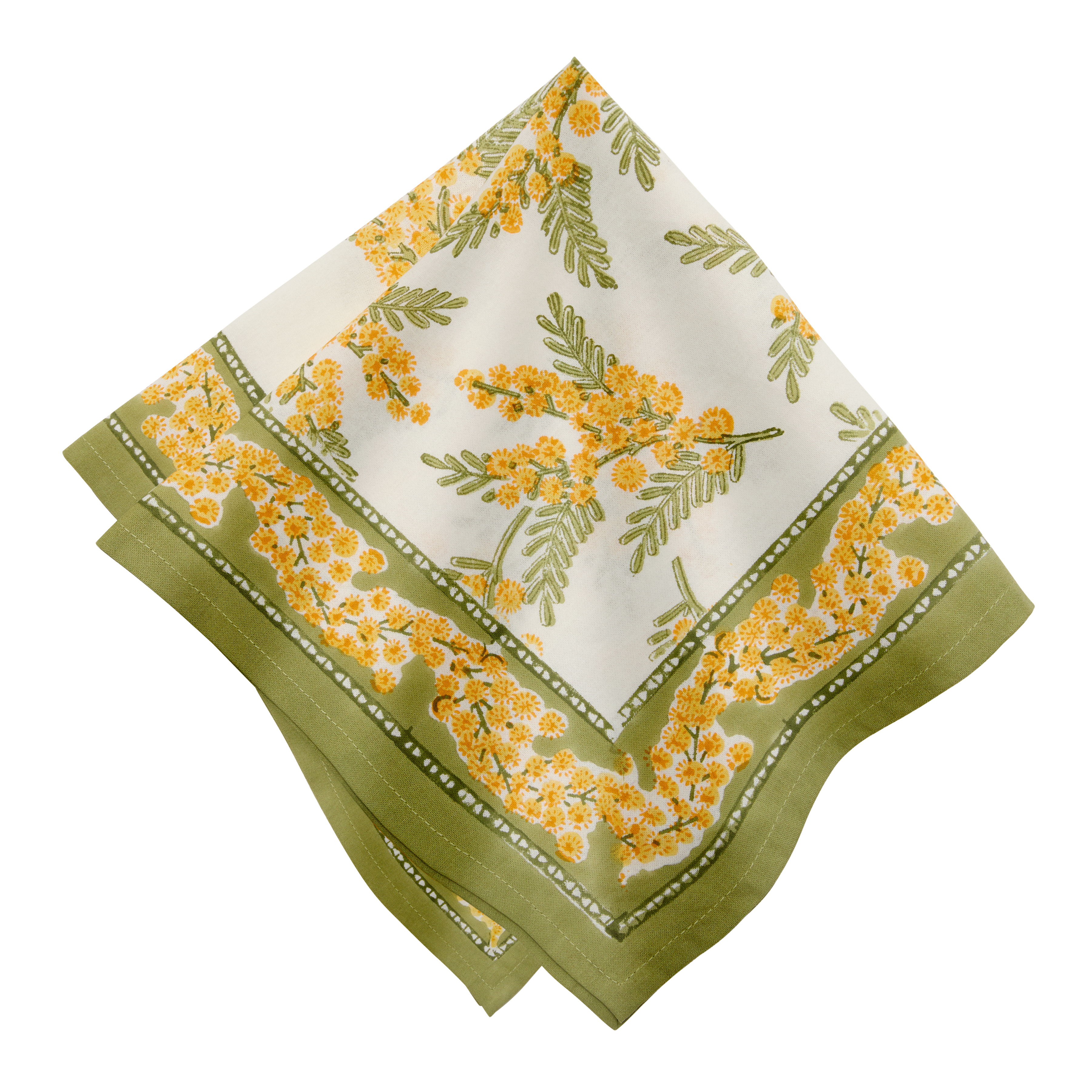 French Tablecloth Mimosa Green & Yellow