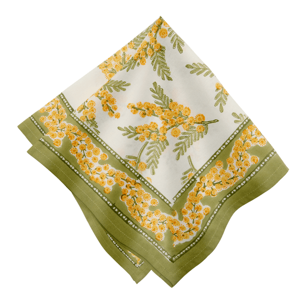 French Tablecloth Mimosa Green & Yellow