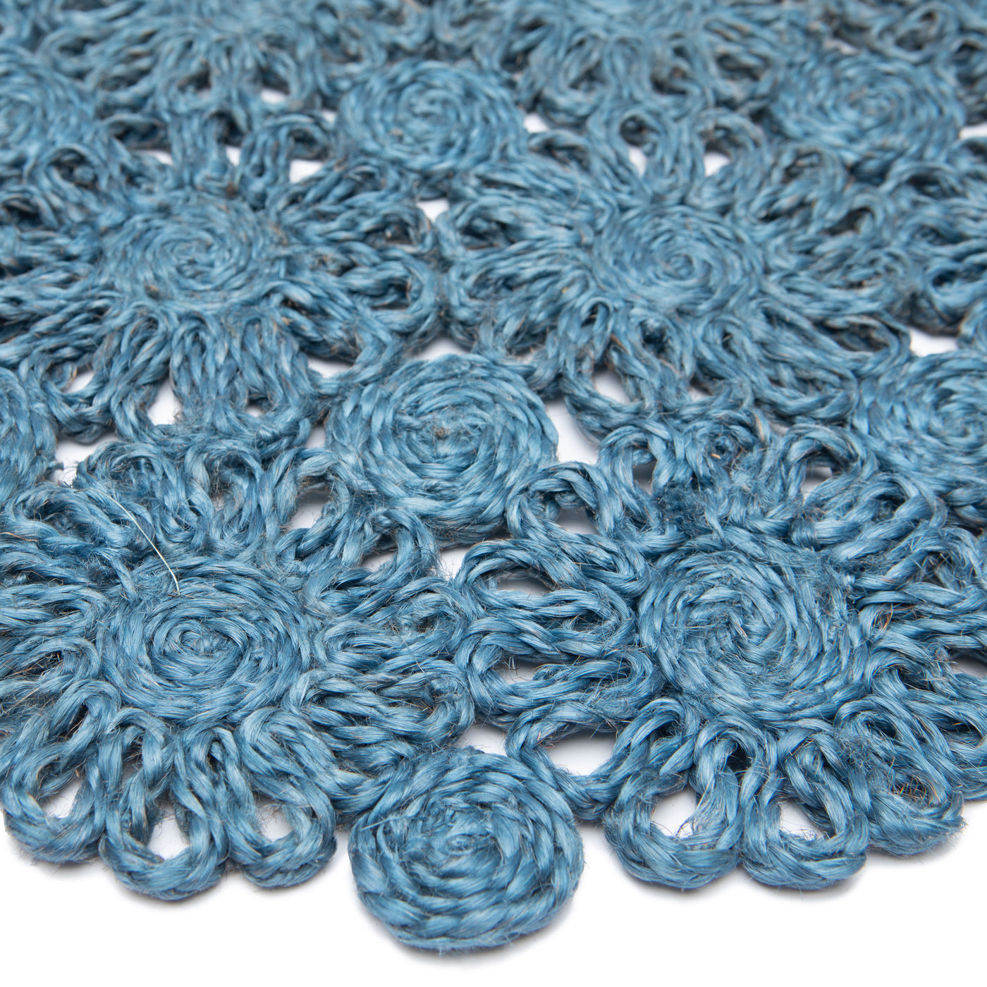 Daisy Jute Blue Jean Placemat 15" Round - Set of 4